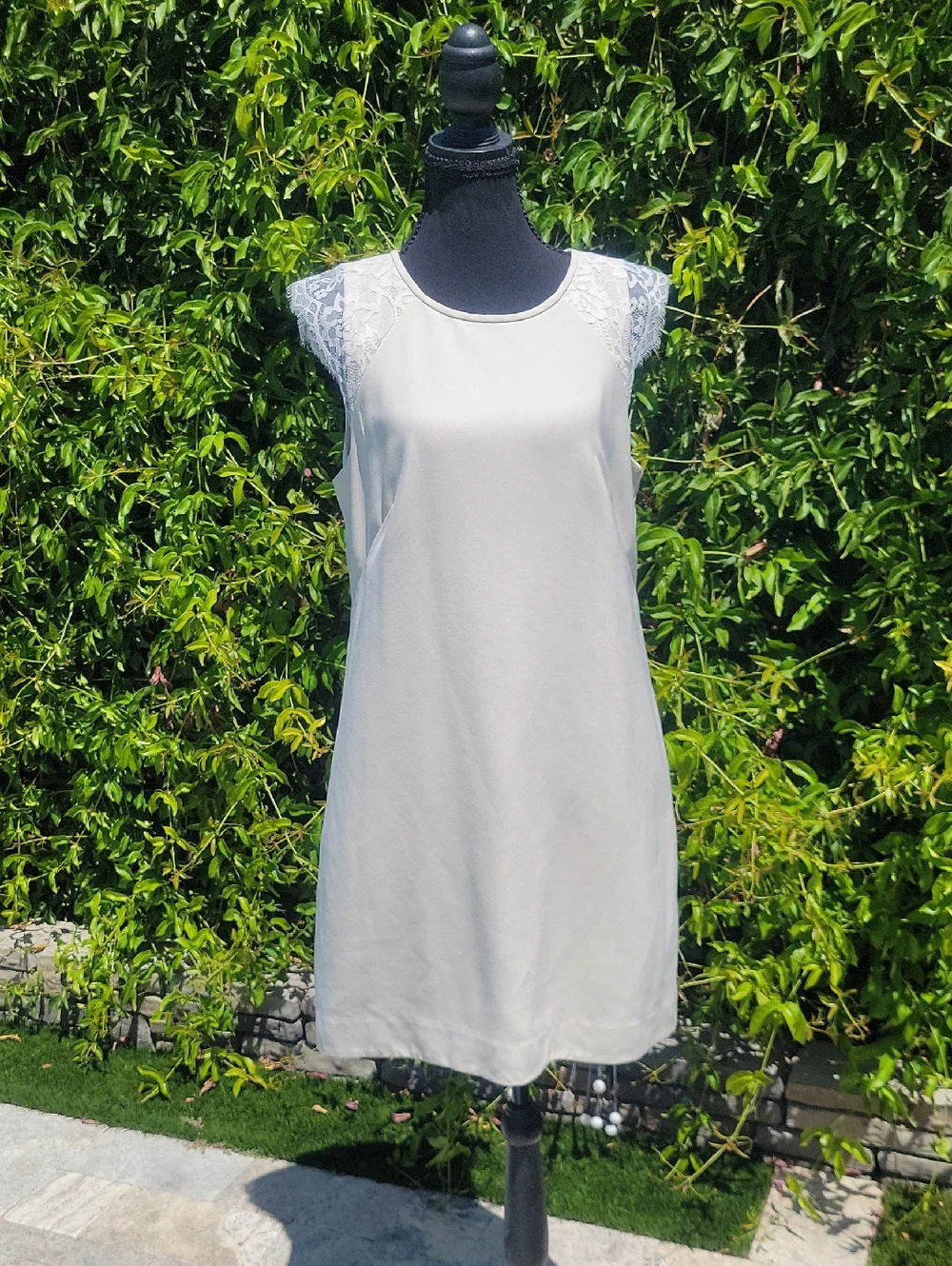 J. Crew Cream Women's Dress With Lace Sleeves Sz 10